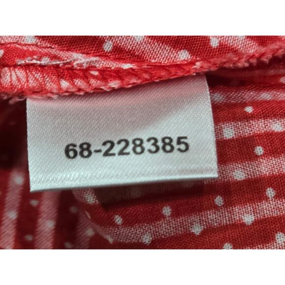 Ann Taylor Loft Red & White Polka Dot Short Sleeve Blouse V Cut & Side Zip - Picture 5 of 9